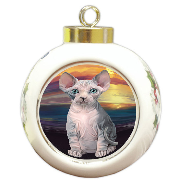 Sphynx Cat Round Ball Christmas Ornament RBPOR51782