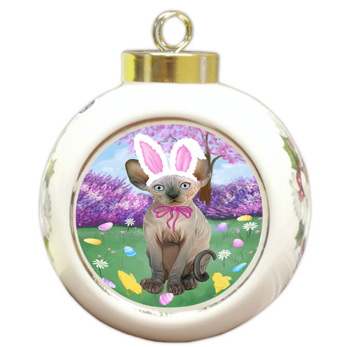 Easter Holiday Sphynx Cat Round Ball Christmas Ornament RBPOR57346