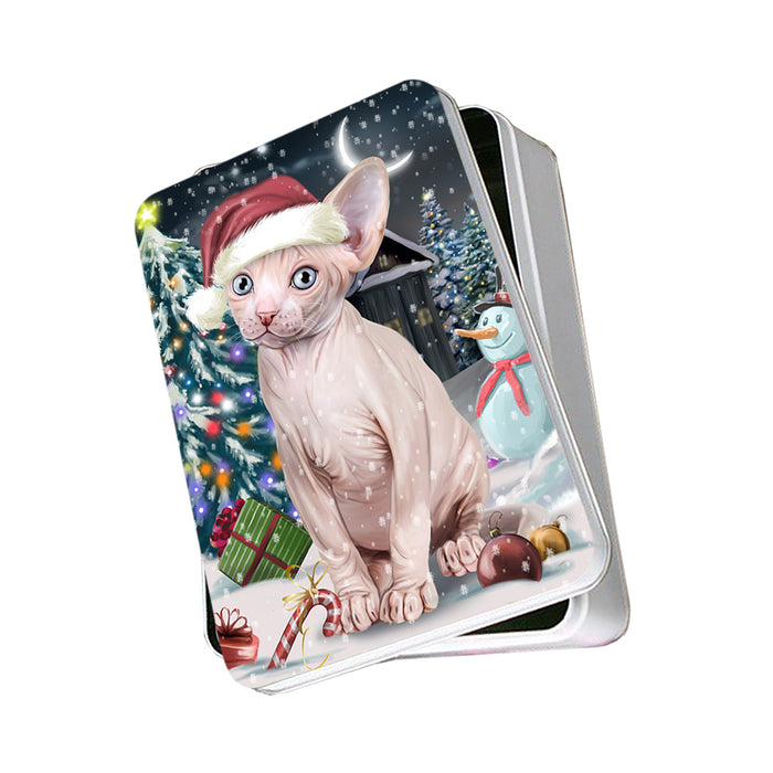 Have a Holly Jolly Sphynx Cat Christmas Photo Storage Tin PITN51679
