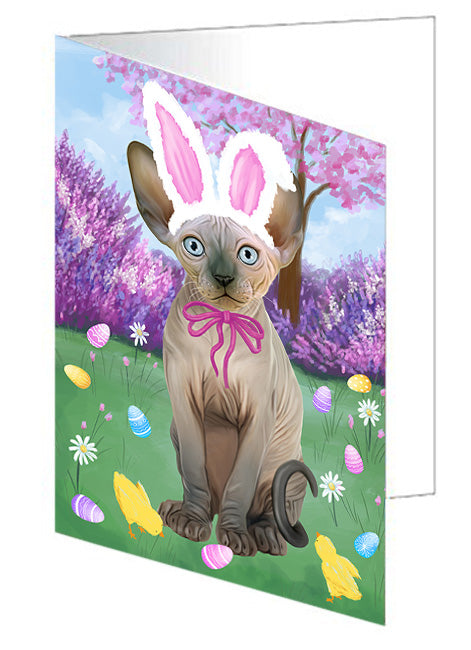 Easter Holiday Sphynx Cat Handmade Artwork Assorted Pets Greeting Cards and Note Cards with Envelopes for All Occasions and Holiday Seasons GCD76349