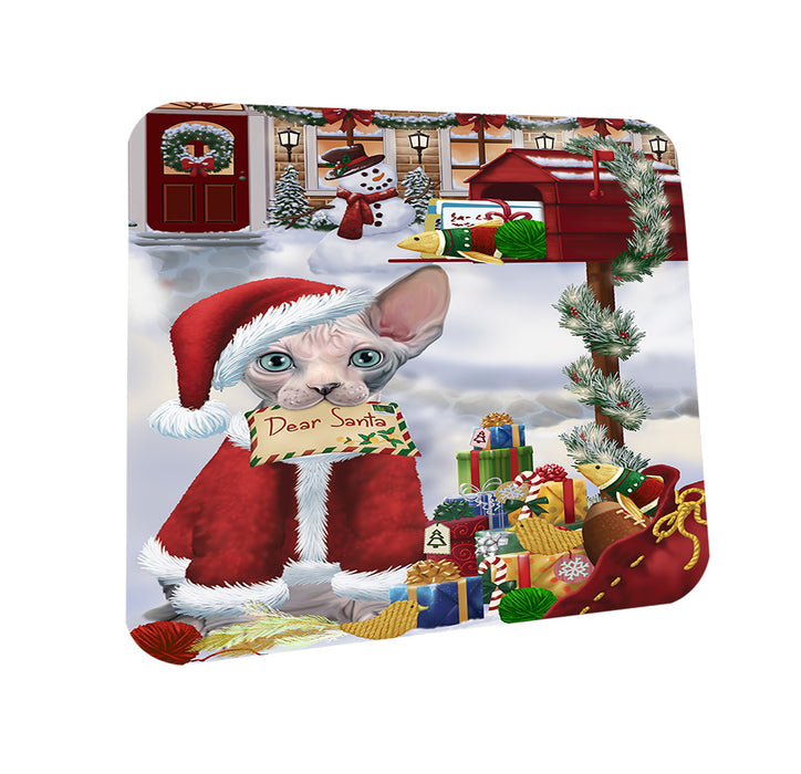 Sphynx Cat Dear Santa Letter Christmas Holiday Mailbox Coasters Set of 4 CST53514