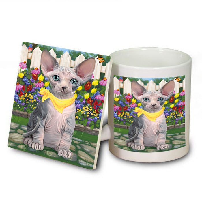 Spring Floral Sphynx Cat Mug and Coaster Set MUC52218