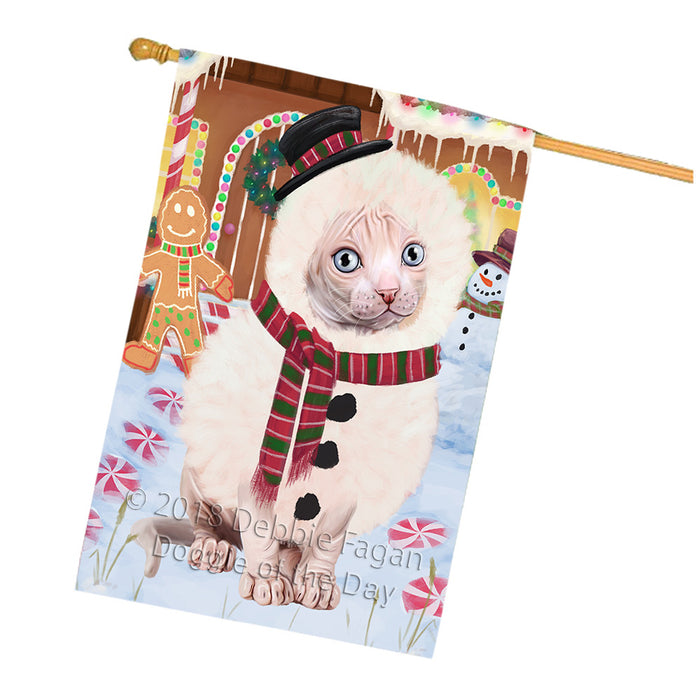 Christmas Gingerbread House Candyfest Sphynx Cat House Flag FLG57255