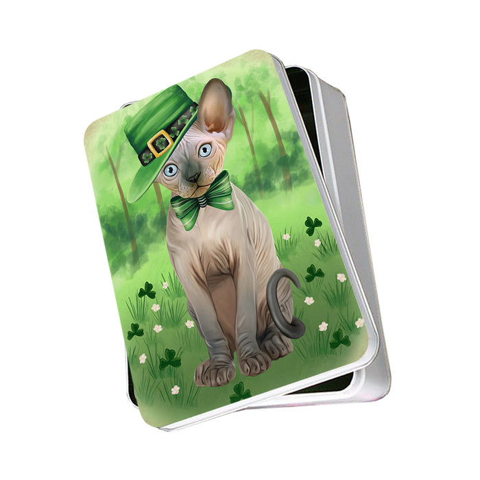 St. Patricks Day Irish Portrait Sphynx Cat Photo Storage Tin PITN56992