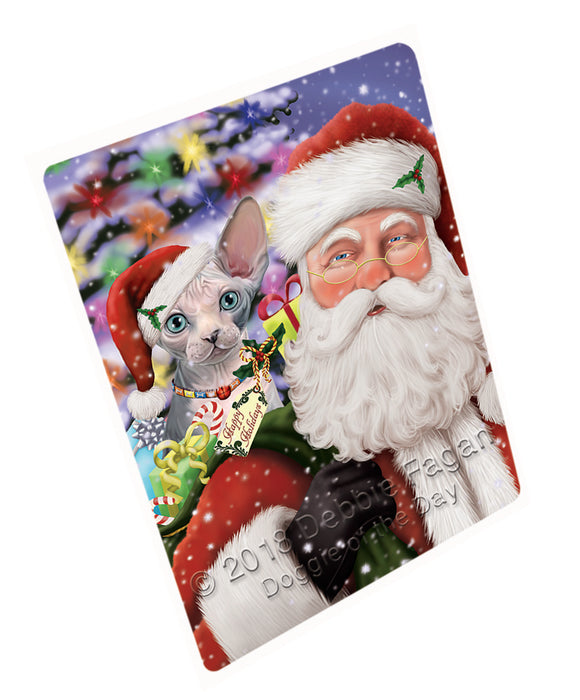 Santa Carrying Sphynx Cat and Christmas Presents Large Refrigerator / Dishwasher Magnet RMAG83118