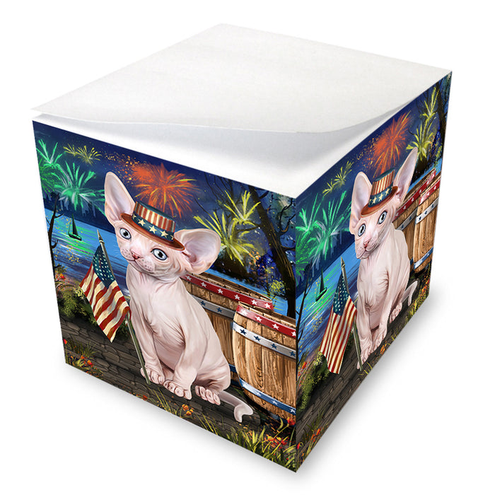 4th of July Independence Day Firework Sphynx Cat Note Cube NOC55730