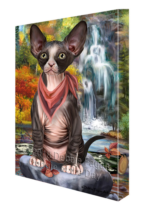 Scenic Waterfall Sphynx Cat Canvas Print Wall Art Décor CVS84950