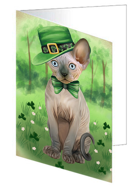 St. Patricks Day Irish Portrait Sphynx Cat Handmade Artwork Assorted Pets Greeting Cards and Note Cards with Envelopes for All Occasions and Holiday Seasons GCD76661
