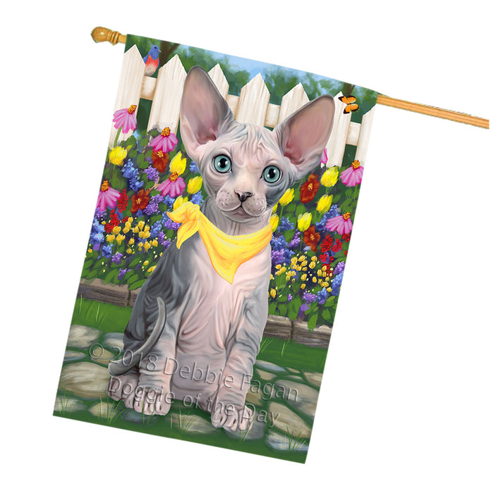 Spring Floral Sphynx Cat House Flag FLG52359