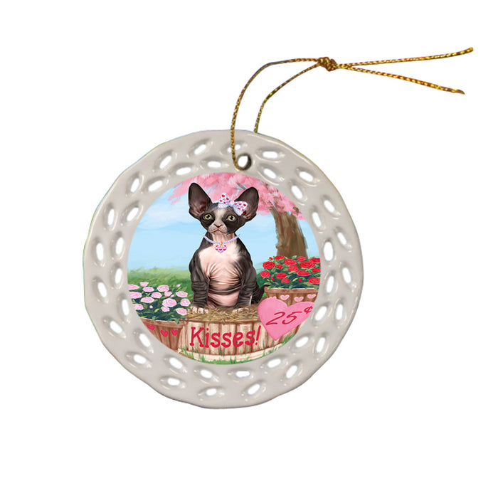 Rosie 25 Cent Kisses Sphynx Cat Ceramic Doily Ornament DPOR56601