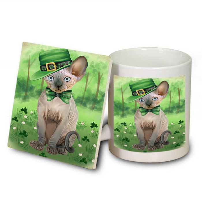 St. Patricks Day Irish Portrait Sphynx Cat Mug and Coaster Set MUC57041