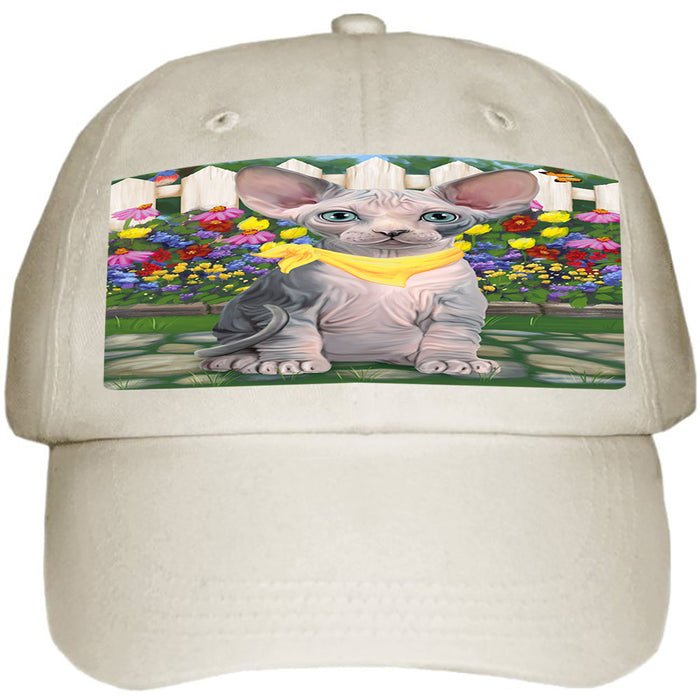 Spring Floral Sphynx Cat Ball Hat Cap HAT60567