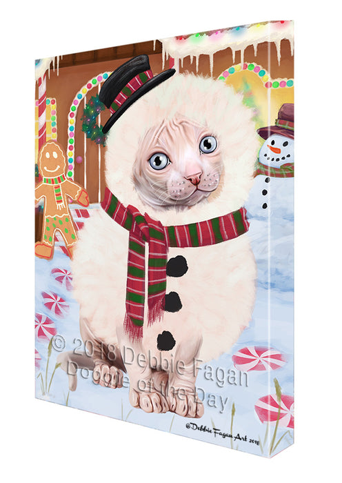 Christmas Gingerbread House Candyfest Sphynx Cat Canvas Print Wall Art Décor CVS131363
