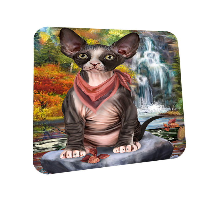 Scenic Waterfall Sphynx Cat Coasters Set of 4 CST51924