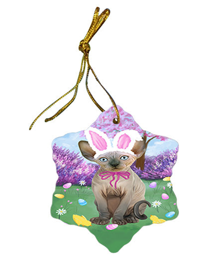Easter Holiday Sphynx Cat Star Porcelain Ornament SPOR57346