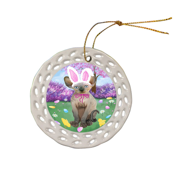 Easter Holiday Sphynx Cat Ceramic Doily Ornament DPOR57346