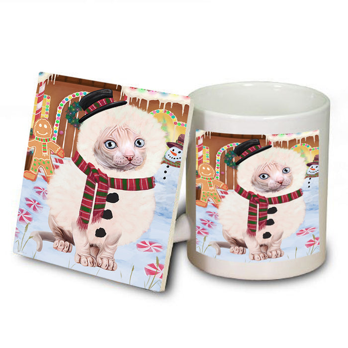 Christmas Gingerbread House Candyfest Sphynx Cat Mug and Coaster Set MUC56563
