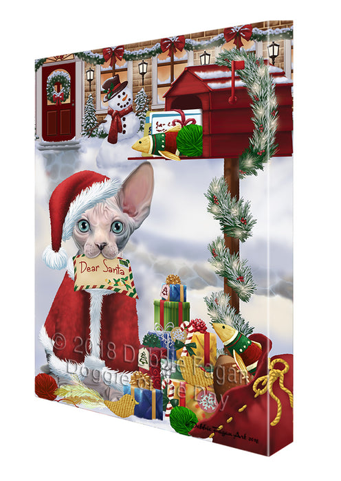 Sphynx Cat Dear Santa Letter Christmas Holiday Mailbox Canvas Print Wall Art Décor CVS99854