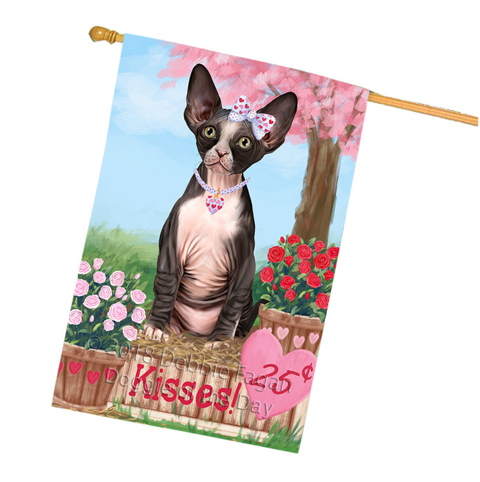 Rosie 25 Cent Kisses Sphynx Cat House Flag FLG56929