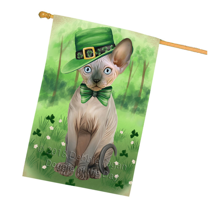 St. Patricks Day Irish Portrait Sphynx Cat House Flag FLG65073