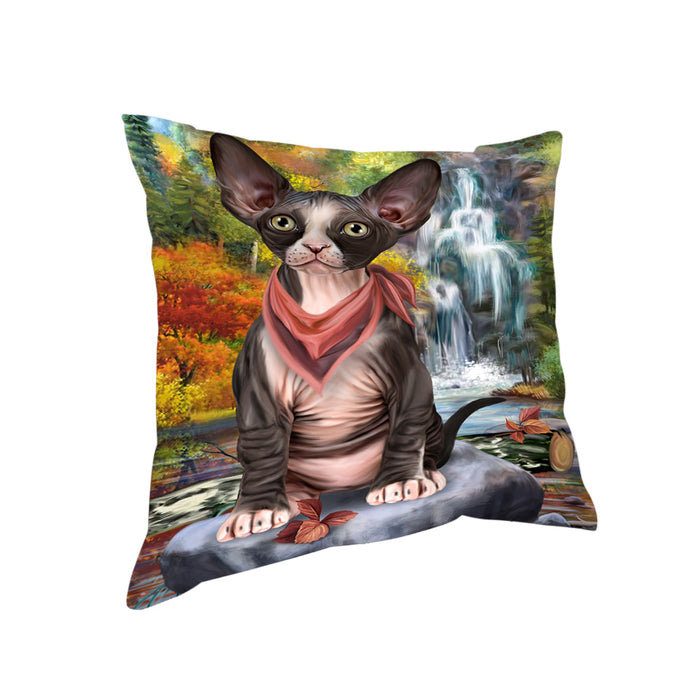 Scenic Waterfall Sphynx Cat Pillow PIL64224