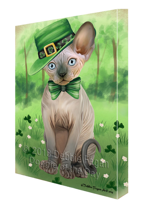 St. Patricks Day Irish Portrait Sphynx Cat Canvas Print Wall Art Décor CVS135881