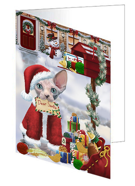 Sphynx Cat Dear Santa Letter Christmas Holiday Mailbox Handmade Artwork Assorted Pets Greeting Cards and Note Cards with Envelopes for All Occasions and Holiday Seasons GCD64697