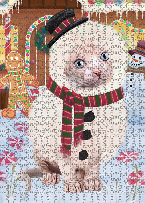 Christmas Gingerbread House Candyfest Sphynx Cat Puzzle with Photo Tin PUZL94484