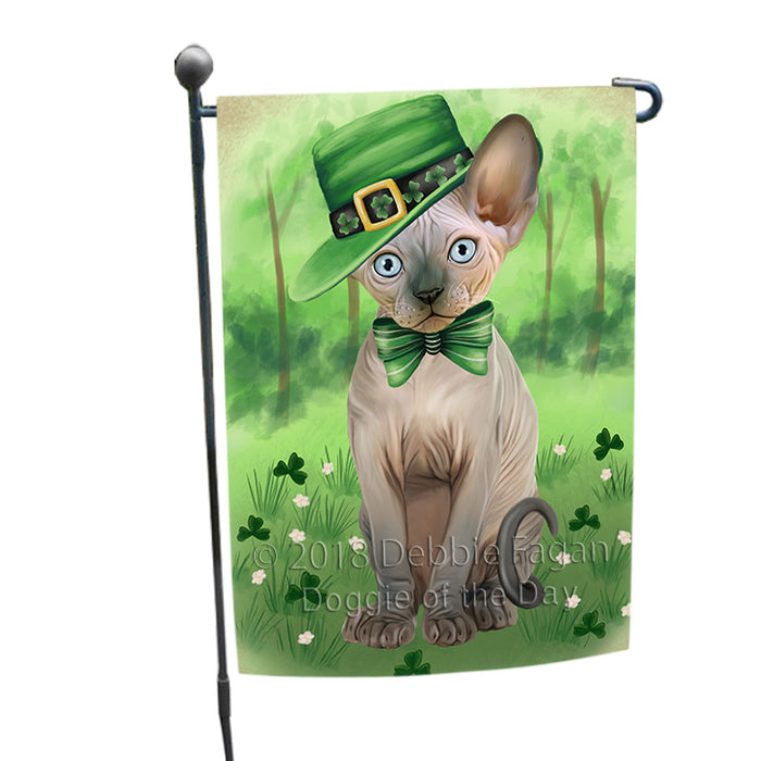 St. Patricks Day Irish Portrait Sphynx Cat Garden Flag GFLG65017