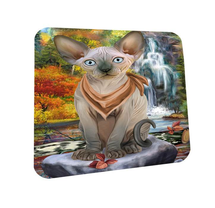Scenic Waterfall Sphynx Cat Coasters Set of 4 CST51925
