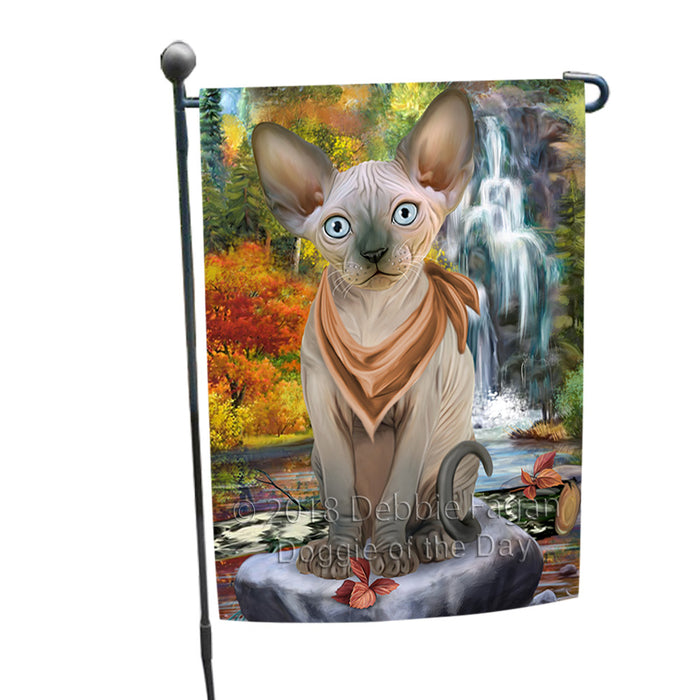 Scenic Waterfall Sphynx Cat Garden Flag GFLG51963