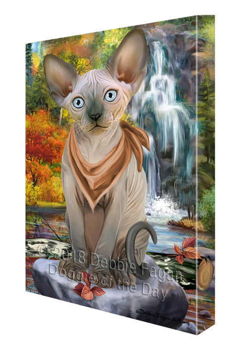 Scenic Waterfall Sphynx Cat Canvas Print Wall Art Décor CVS84959