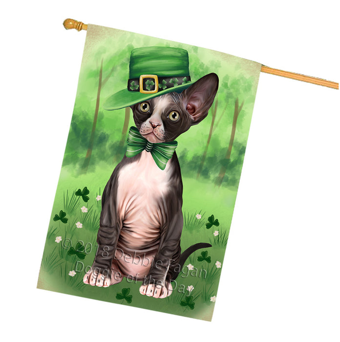 St. Patricks Day Irish Portrait Sphynx Cat House Flag FLG65074