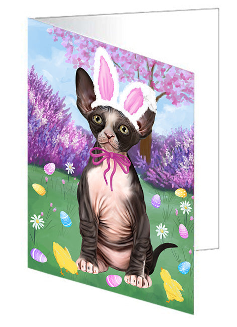 Easter Holiday Sphynx Cat Handmade Artwork Assorted Pets Greeting Cards and Note Cards with Envelopes for All Occasions and Holiday Seasons GCD76352