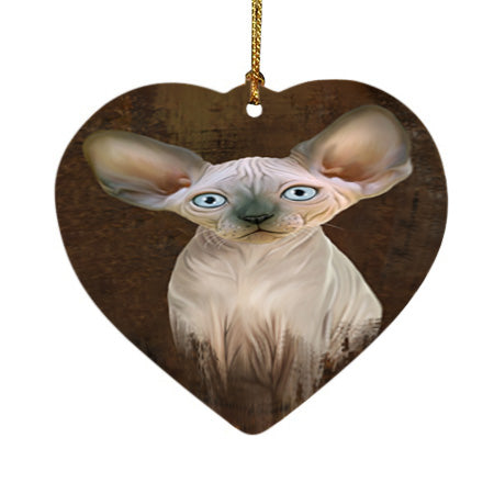 Rustic Sphynx Cat Heart Christmas Ornament HPOR54488