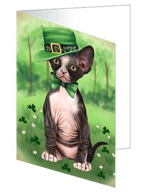 St. Patricks Day Irish Portrait Sphynx Cat Handmade Artwork Assorted Pets Greeting Cards and Note Cards with Envelopes for All Occasions and Holiday Seasons GCD76664