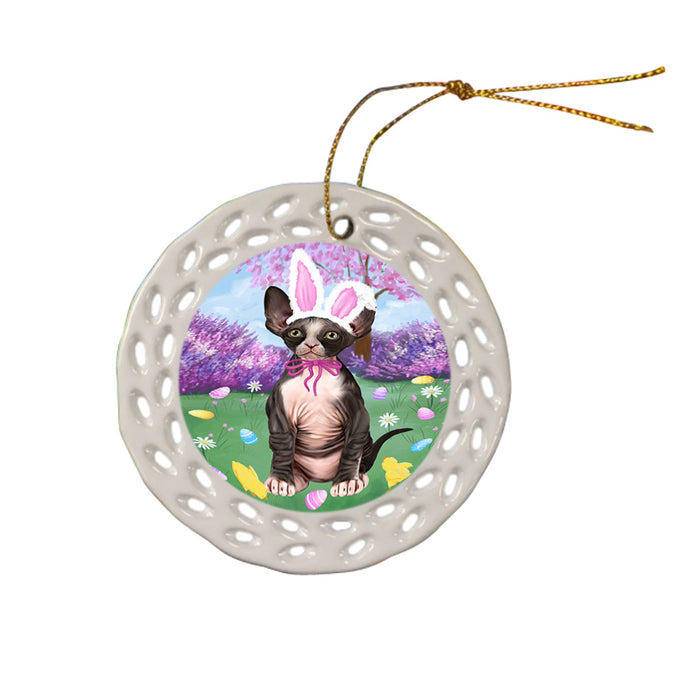 Easter Holiday Sphynx Cat Ceramic Doily Ornament DPOR57347