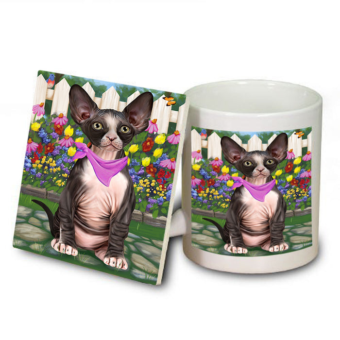 Spring Floral Sphynx Cat Mug and Coaster Set MUC52219
