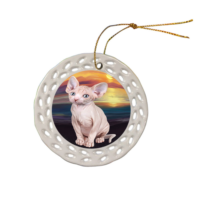 Sphynx Cat Ceramic Doily Ornament DPOR52806