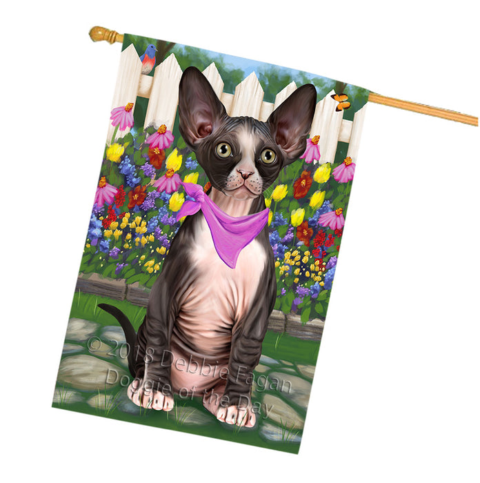 Spring Floral Sphynx Cat House Flag FLG52360