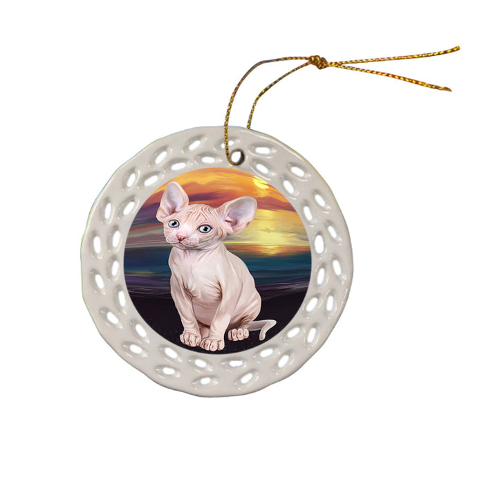 Sphynx Cat Ceramic Doily Ornament DPOR51783