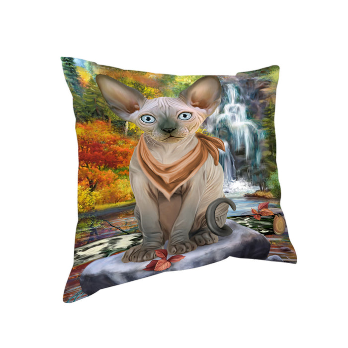 Scenic Waterfall Sphynx Cat Pillow PIL64228