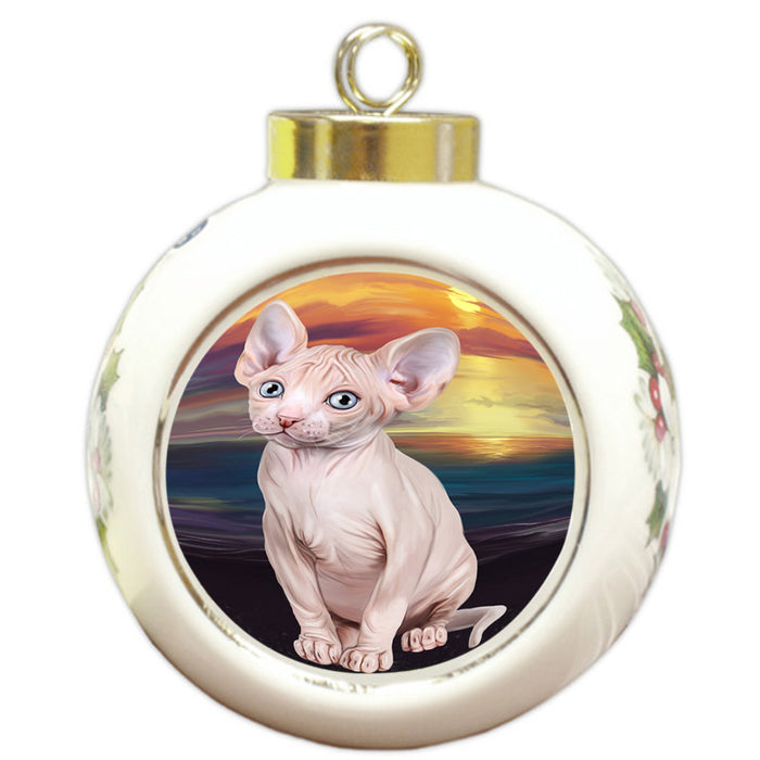 Sphynx Cat Round Ball Christmas Ornament RBPOR51783