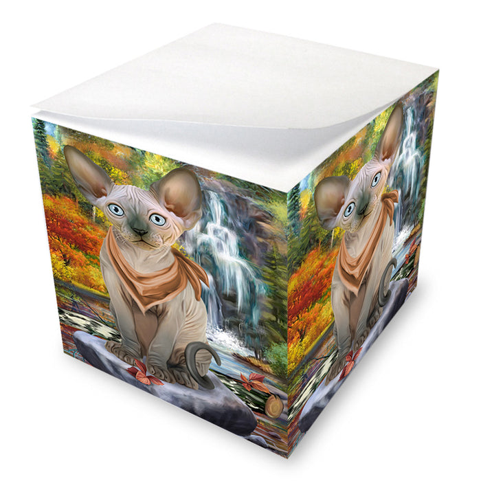 Scenic Waterfall Sphynx Cat Note Cube NOC51966