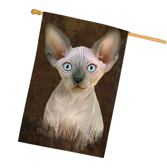 Rustic Sphynx Cat House Flag FLG54686