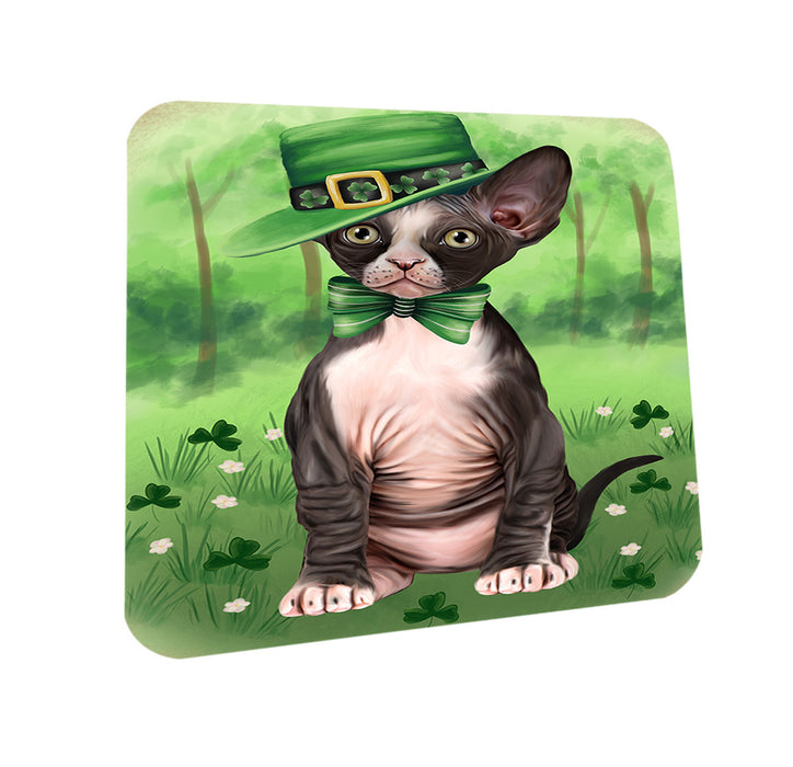 St. Patricks Day Irish Portrait Sphynx Cat Coasters Set of 4 CST57008
