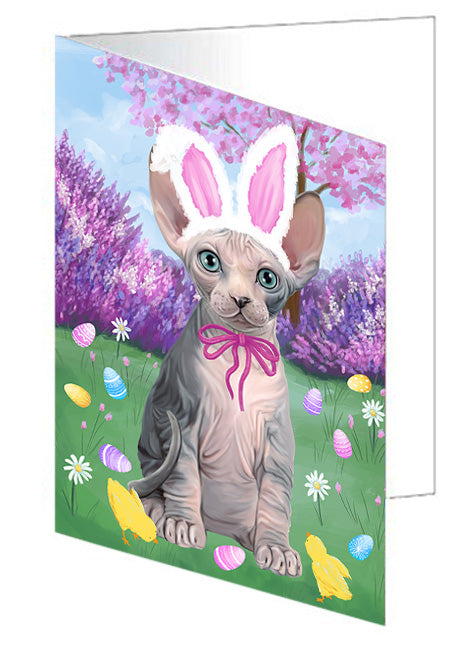 Easter Holiday Sphynx Cat Handmade Artwork Assorted Pets Greeting Cards and Note Cards with Envelopes for All Occasions and Holiday Seasons GCD76355