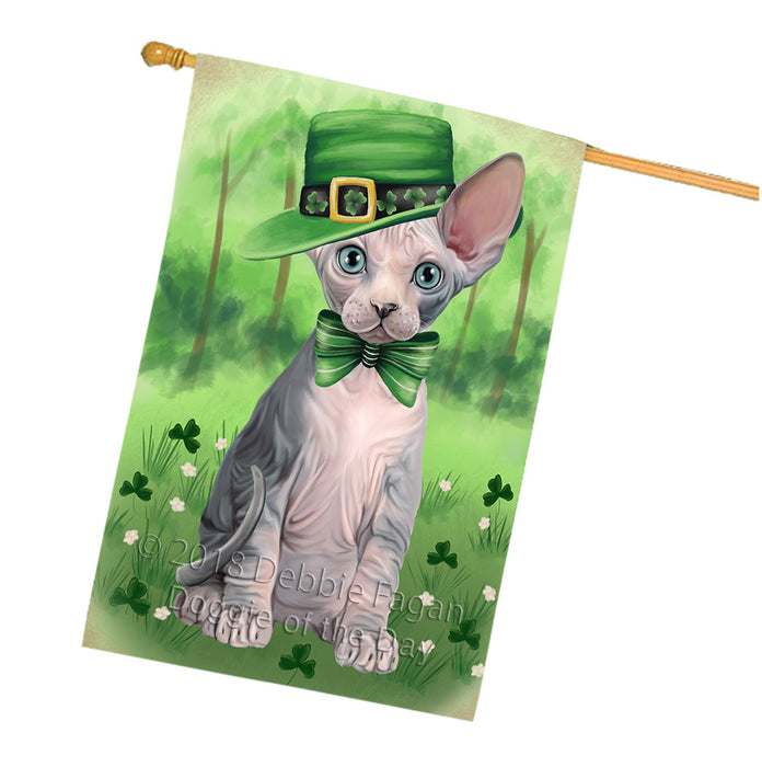 St. Patricks Day Irish Portrait Sphynx Cat House Flag FLG65075