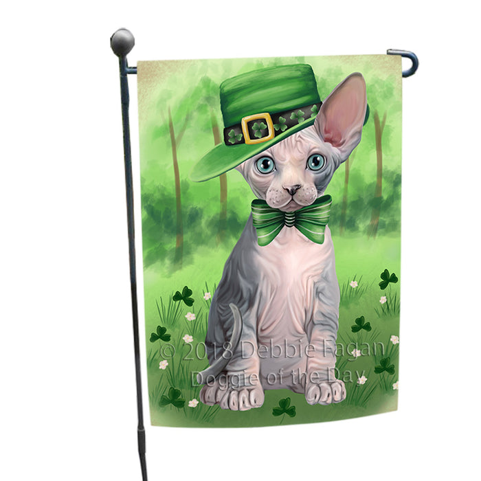 St. Patricks Day Irish Portrait Sphynx Cat Garden Flag GFLG65019
