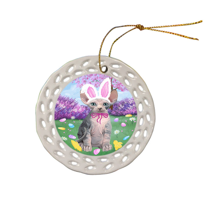 Easter Holiday Sphynx Cat Ceramic Doily Ornament DPOR57348